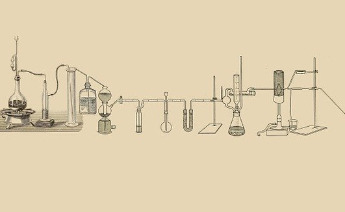 Laborgerätschaften in einer langen Reihe 
Foto: pixabay